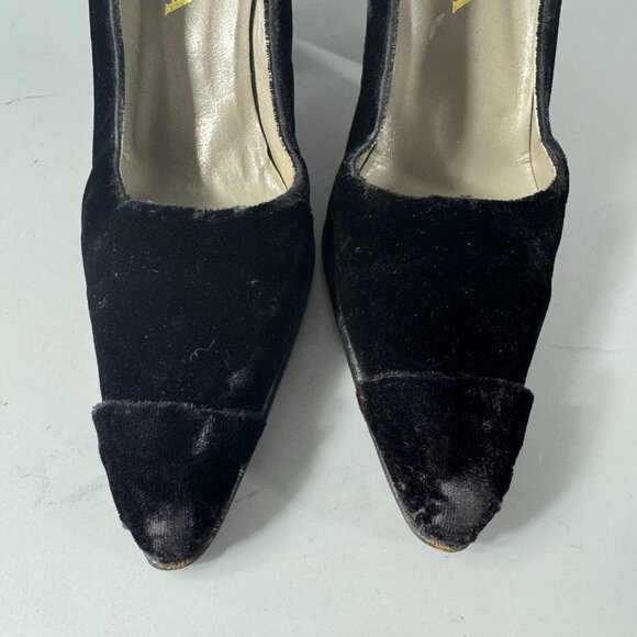 Prada Pointed Toe Black Velvet High Heel Pumps, Size 36.5 - Picture 5 of 16